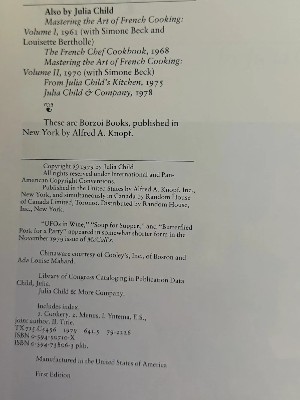 Julia Child & More Company First Edition Paperback 1979 Very Good Condition